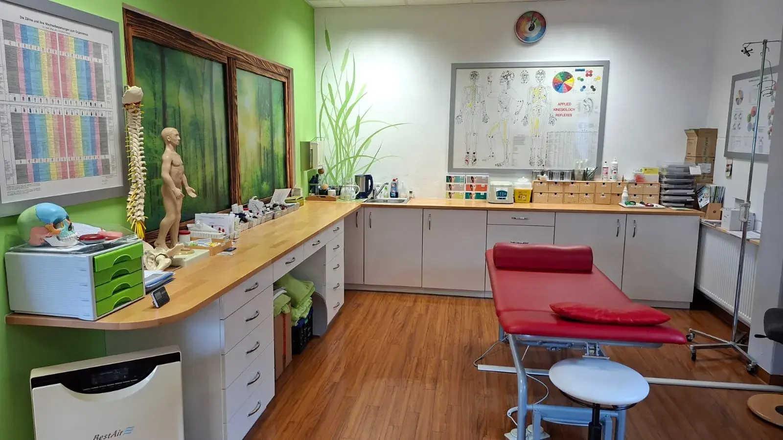 Behandlungsraum der Praxis INNNatur mit Therapieliege